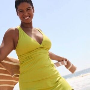 Lands End Chartreuse Tankini Top
